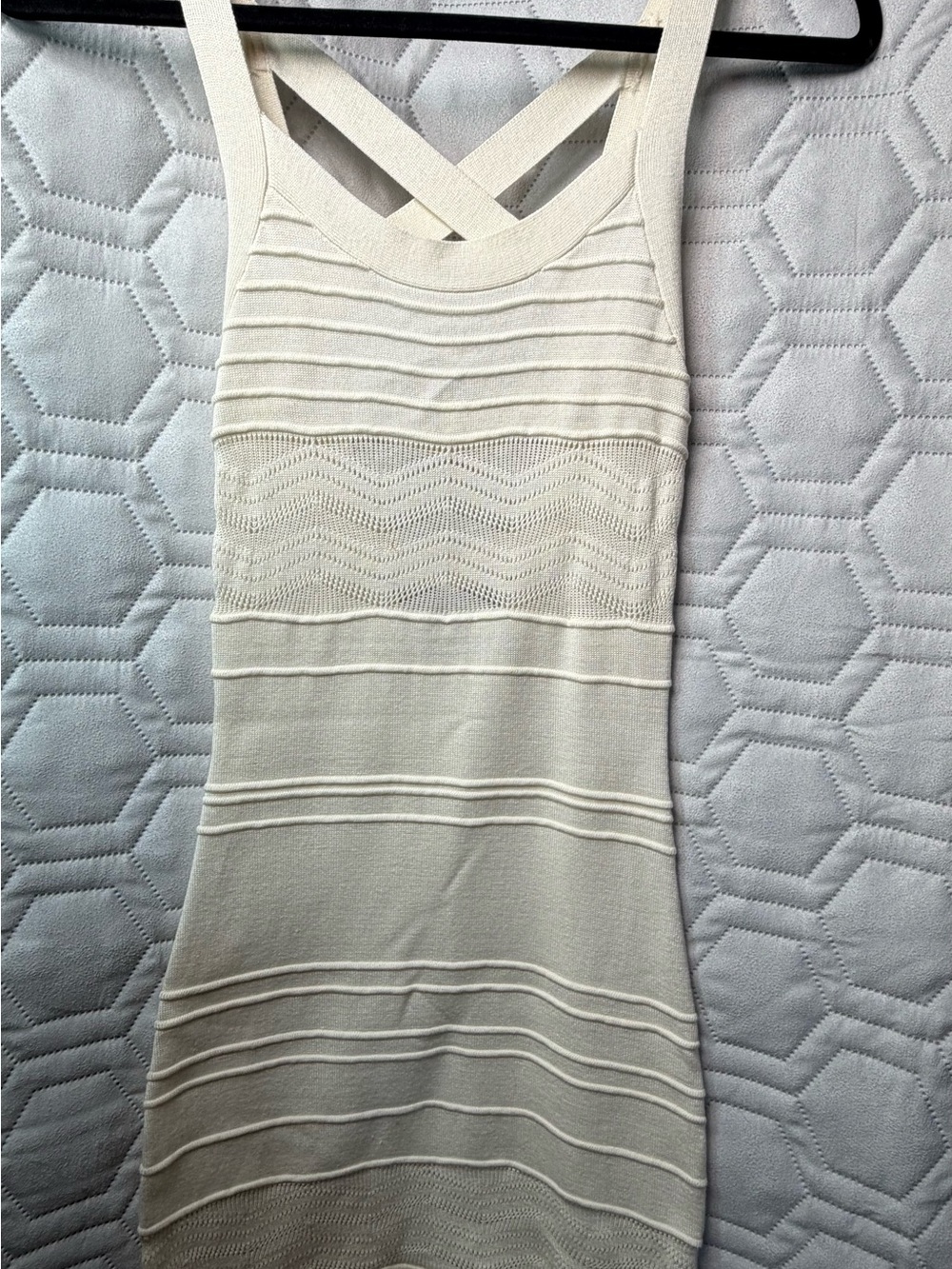 DO+BE Cream One-Shoulder Knit Bodycon Dress Summer   with Crisscross Straps